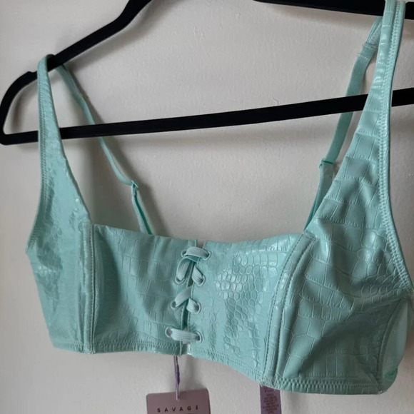 Futuristic Blue Light Bralette Pleather - Queen of the Galaxy - Size M - Picture 2 of 5